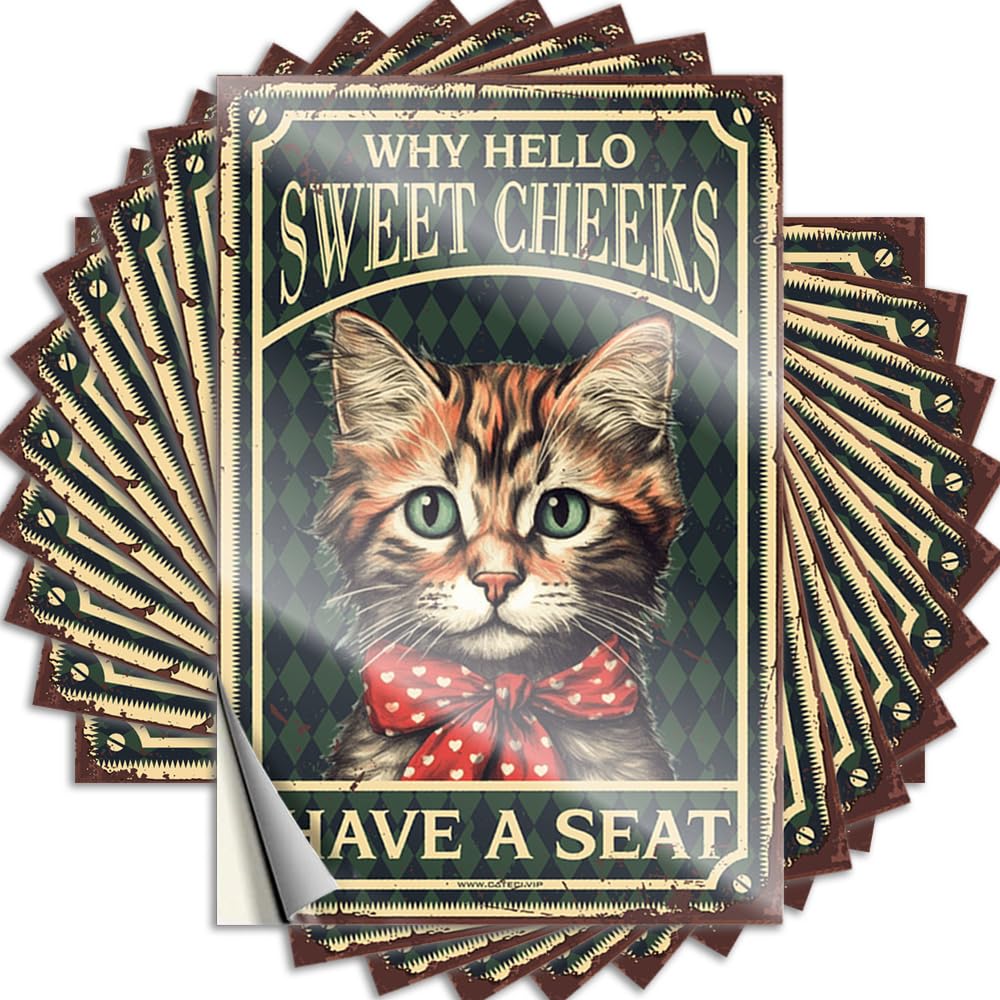Cat Girl Why Hello Sweet Cheeks Have A Seat Funky Room Decor Assorted - Tattoos Decor Waterproof Decal(8X12CM)