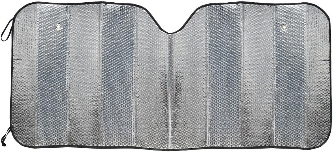 BDK Standard Chrome Double Bubble Folding Accordion Auto Windshield Sun Shade - Blocks UV Rays Sun Visor Protector, Sunshade to Keep Your Vehicle Cool and Damage Free, Easy to Use - 58 x 24 in, AS-215