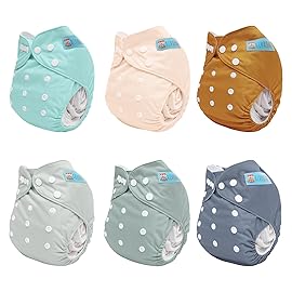 ALVABABY Baby Cloth Diaper 6 Pack with 12 Inserts One Size Cloth Diaper Covers Adjustable Washable Reusable for Baby Girls and Boys