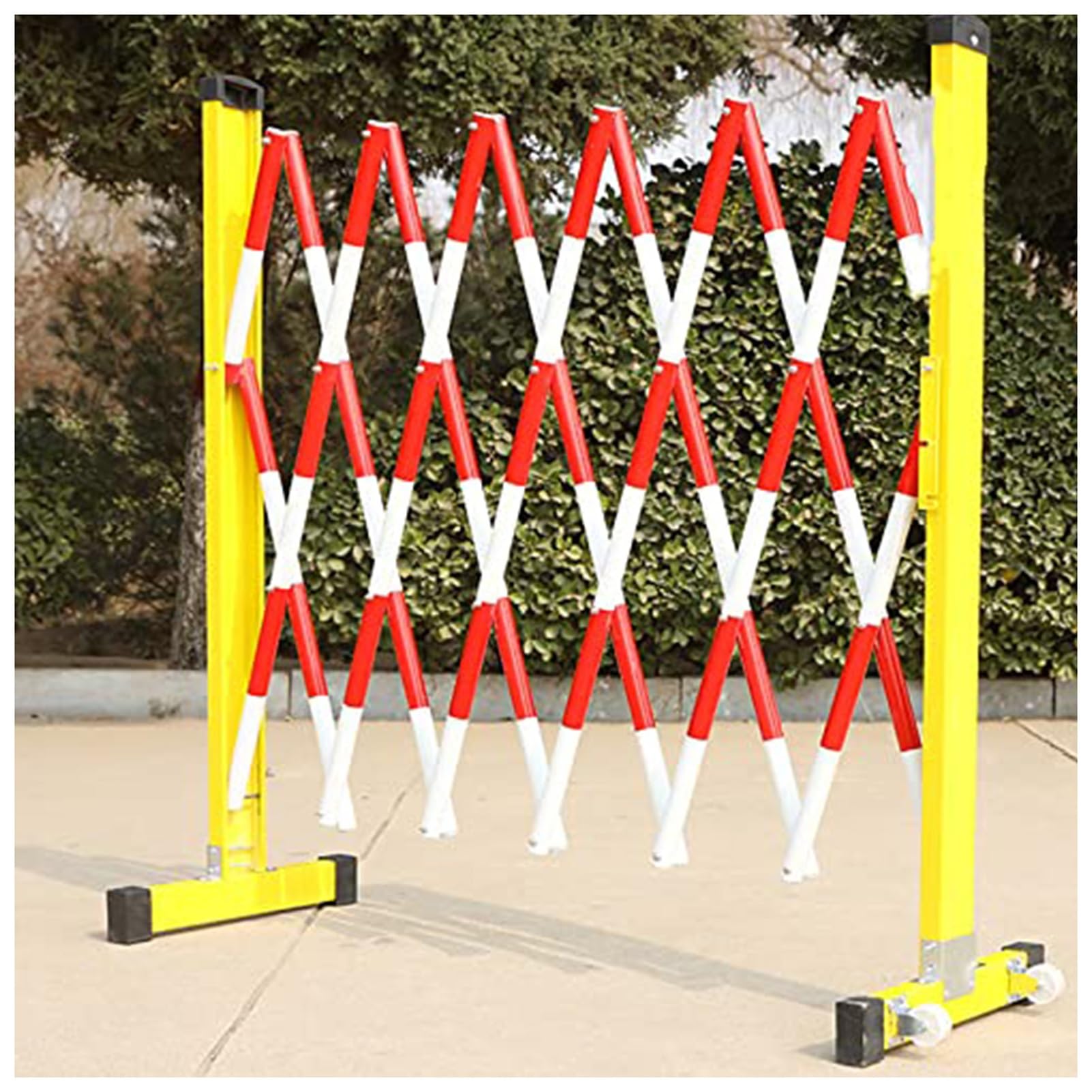 WQPMNYG Security Barrier,Retractable Traffic Guardrail, Movable Safety Fence, Foldable Electric Construction Barrier for Crowd Control & Traffic Management (White/Red, 16.4ft)