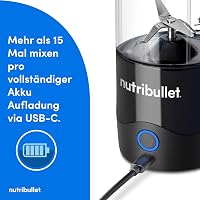 NutriBullet Portable 475ml Smoothie Maker Wireless Akkumulátoros Mini Mixer Fekete 3