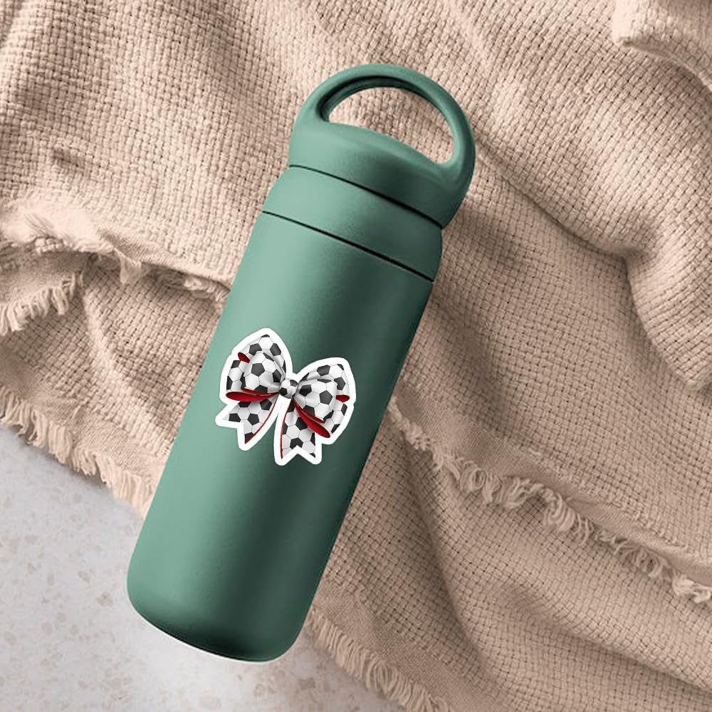 25pcs Sports Bow Stickers, Waterproof Vinyl Athletic Bow Sticker Pack, Cute Sports Ball Decals for Water Bottles, Laptops, Tumblers, Lockers, Sports Lover Gifts for Girls Women Teens image 4