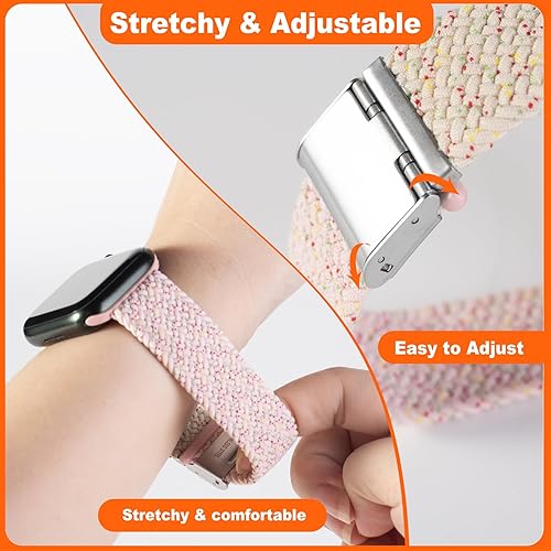 Miniatura 5 de Fizdvsts Compatible con correas elásticas trenzadas para Apple Watch, correa Solo Loop con hebilla ajustable para iWatch Series 8, 7, 6, SE, 5, 4,