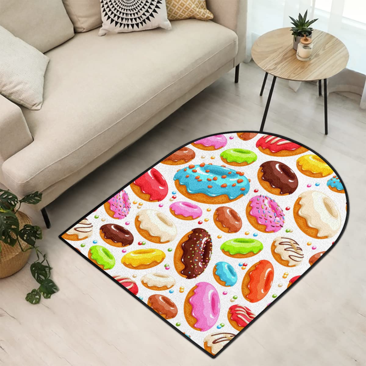 TropicalLife Kolorowe pączki dywanik do salonu dywan 100 x 120 cm urocze pączki dywaniki do domu sypialni kuchni duża okrągła antypoślizgowa mata podłogowa dywanik