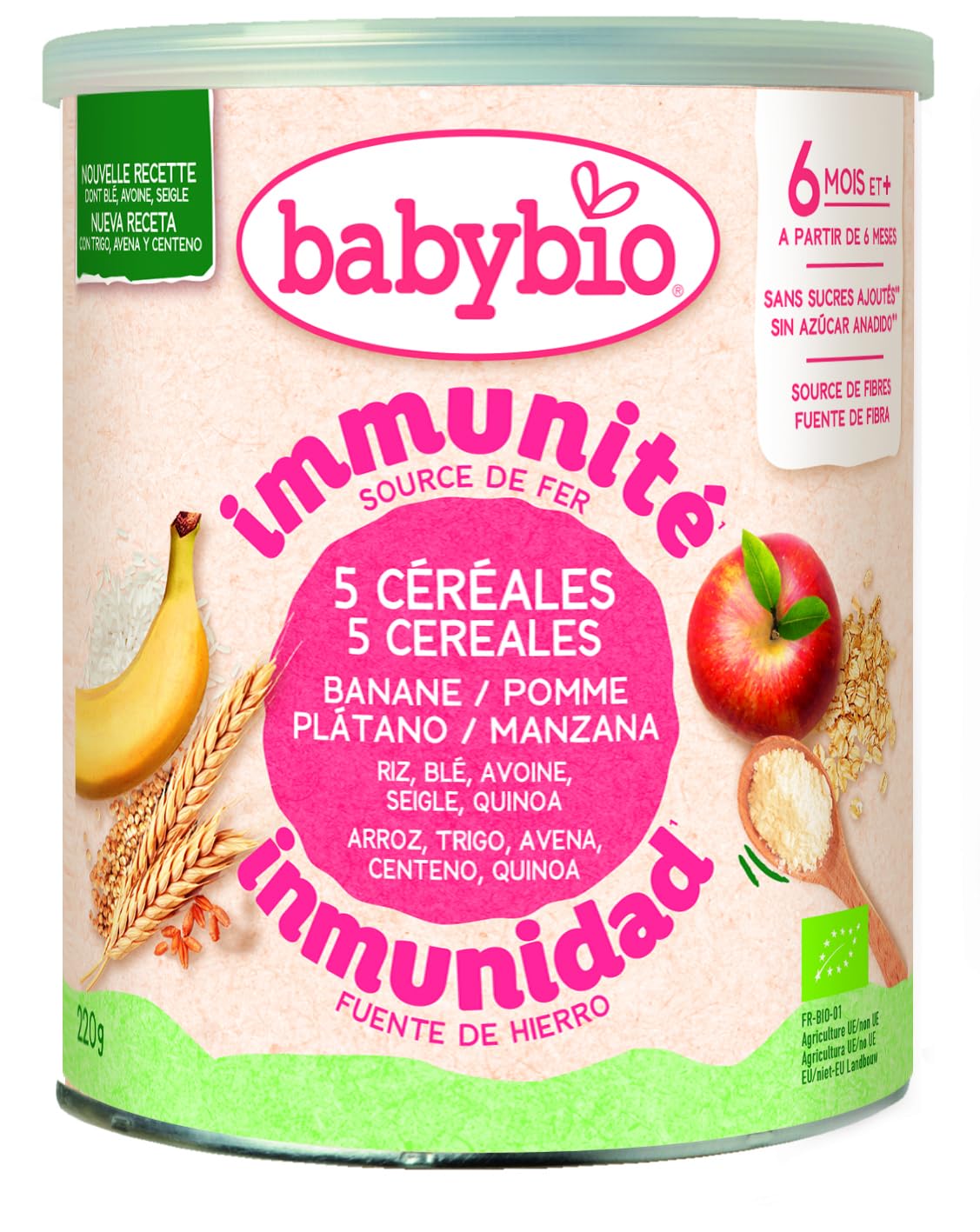 BABYBIO - 5 Cereales 2 Frutas - 220g