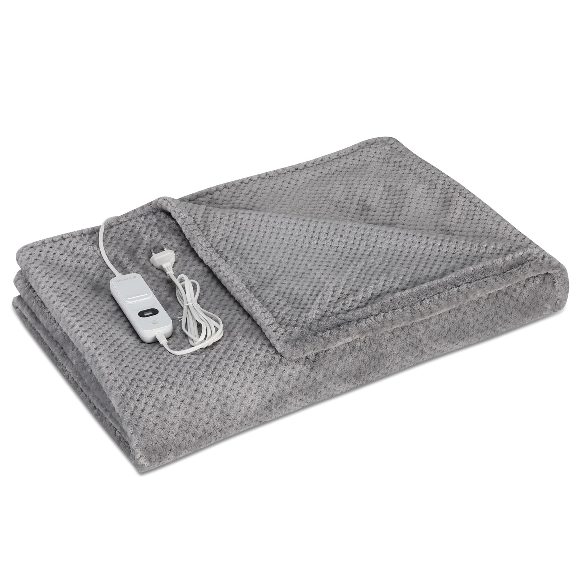 Navaris Coperta Termica Matrimoniale 180x130cm - Termocoperta Elettrica 3 Livelli Riscaldamento - Scaldaletto Spegnimento Automatico - Grigio