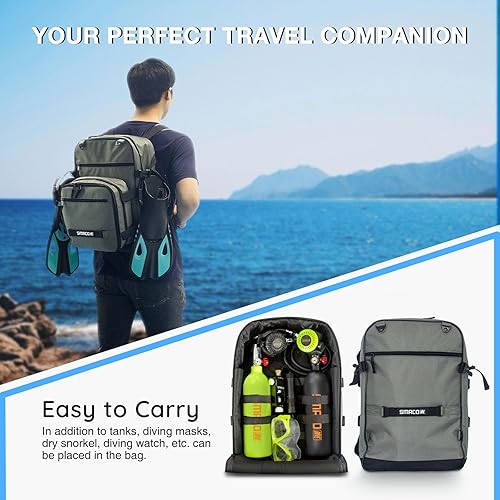 Miniatura 6 de SMACO Mini tanque de buceo portátil de 1 litro (2 piezas) reutilizable, botella de poni, cilindro de aire de buceo de reserva de hasta 20 minutos de
