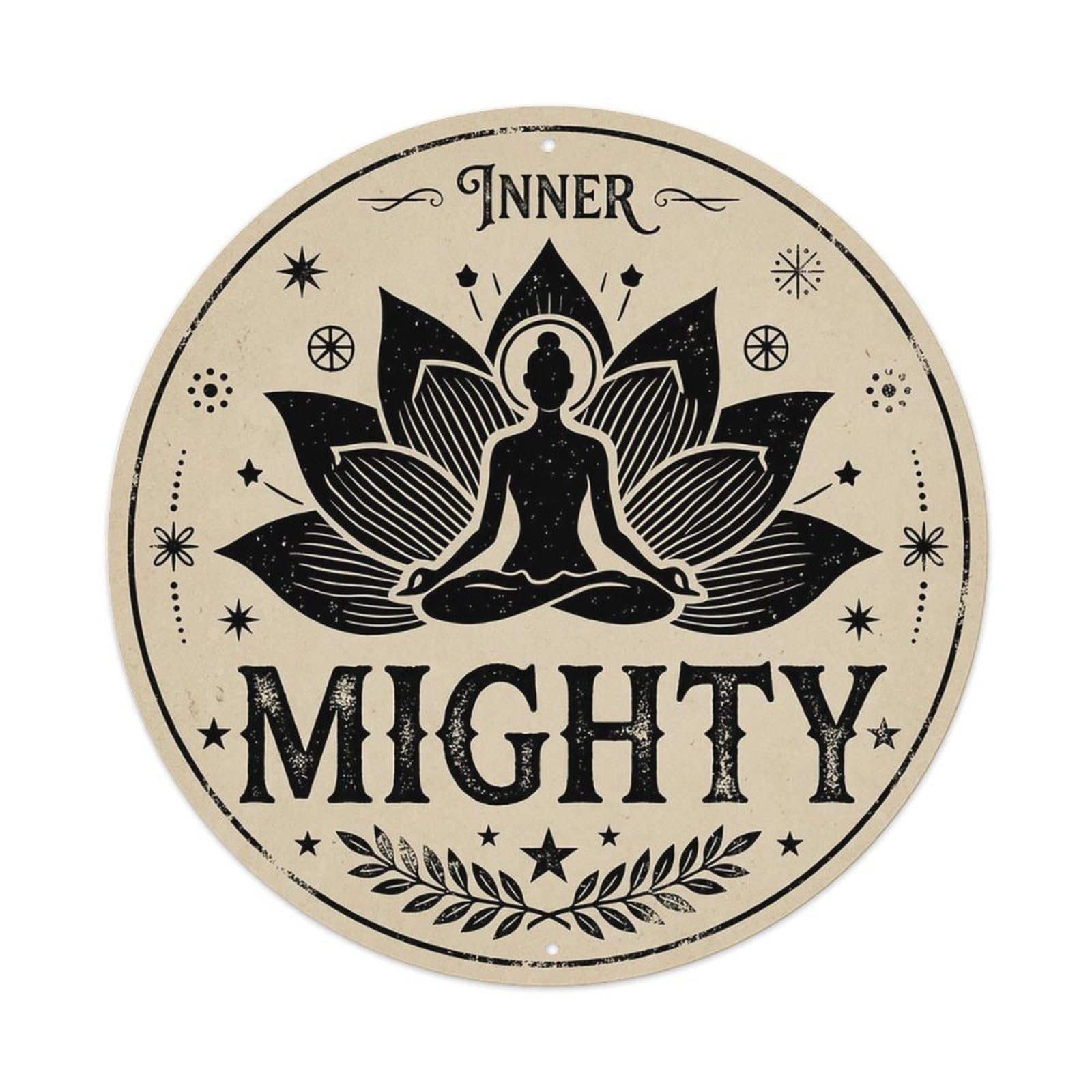 Zen Flower Meditation Den Mighty Vintage Metal Tin Sign Plaque Wall Decor for Cafe, Club Bar, Office, Garden Metal Poster 8x8Inch