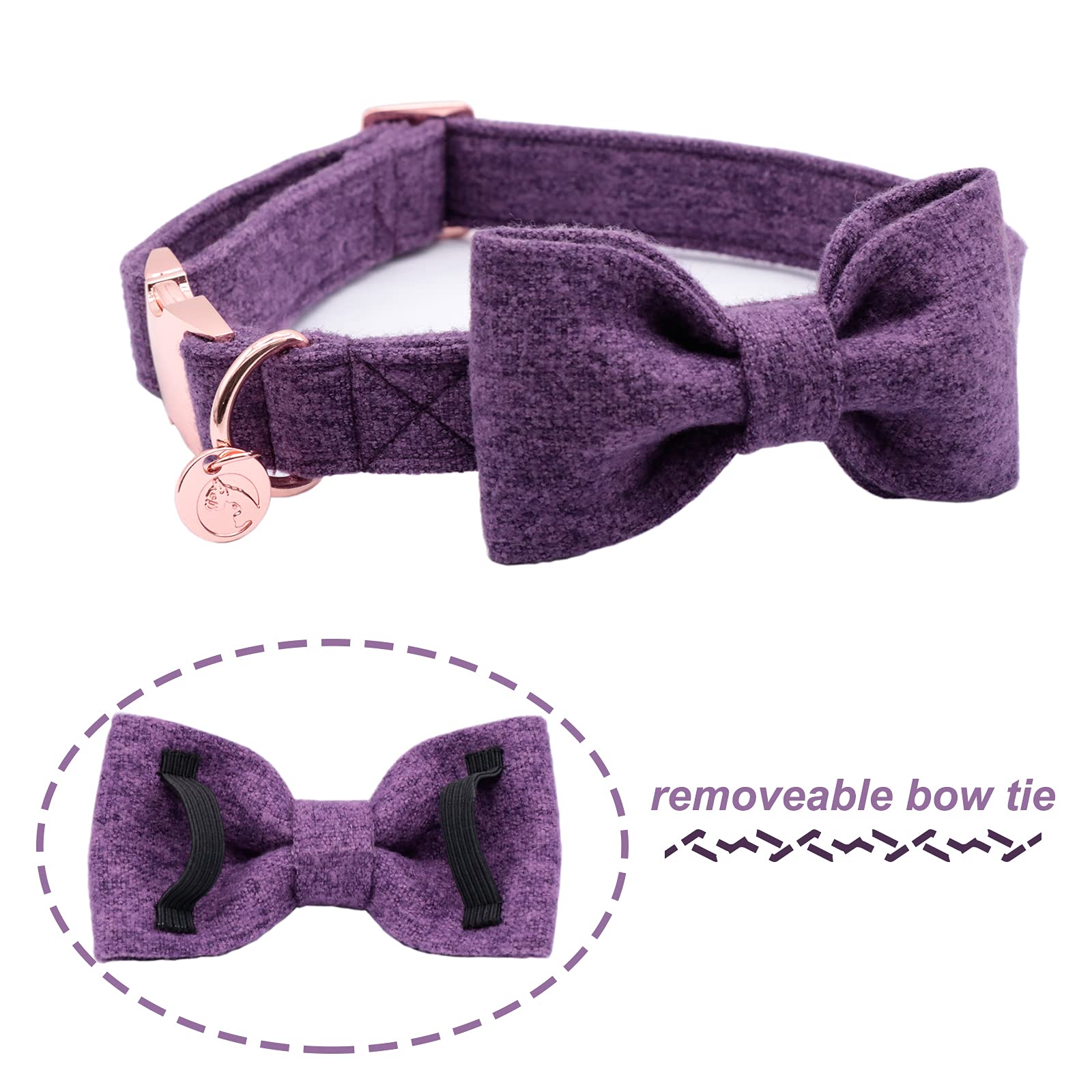 JAY D.L Hundehalsband Mit Fliege – Samt-Halsband Verstellbar Für Kleine Bis Große Hunde