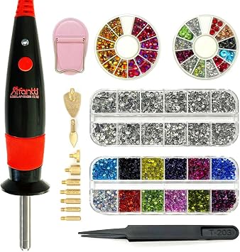 Afantti Hotfix Applicator Setter Wand Bedazzler Tool Kit with | 9 Tips | & | 5000pcs Hot Fix Rhinestones | for Clothes Shoes Hats Fabric Crafts