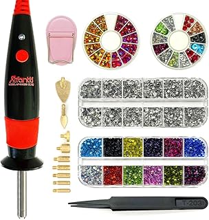 Afantti Hotfix Applicator Setter Wand Bedazzler Tool Kit with | 9 Tips | & | 5000pcs Hot Fix Rhinestones | for Clothes Shoes Hats Fabric Crafts