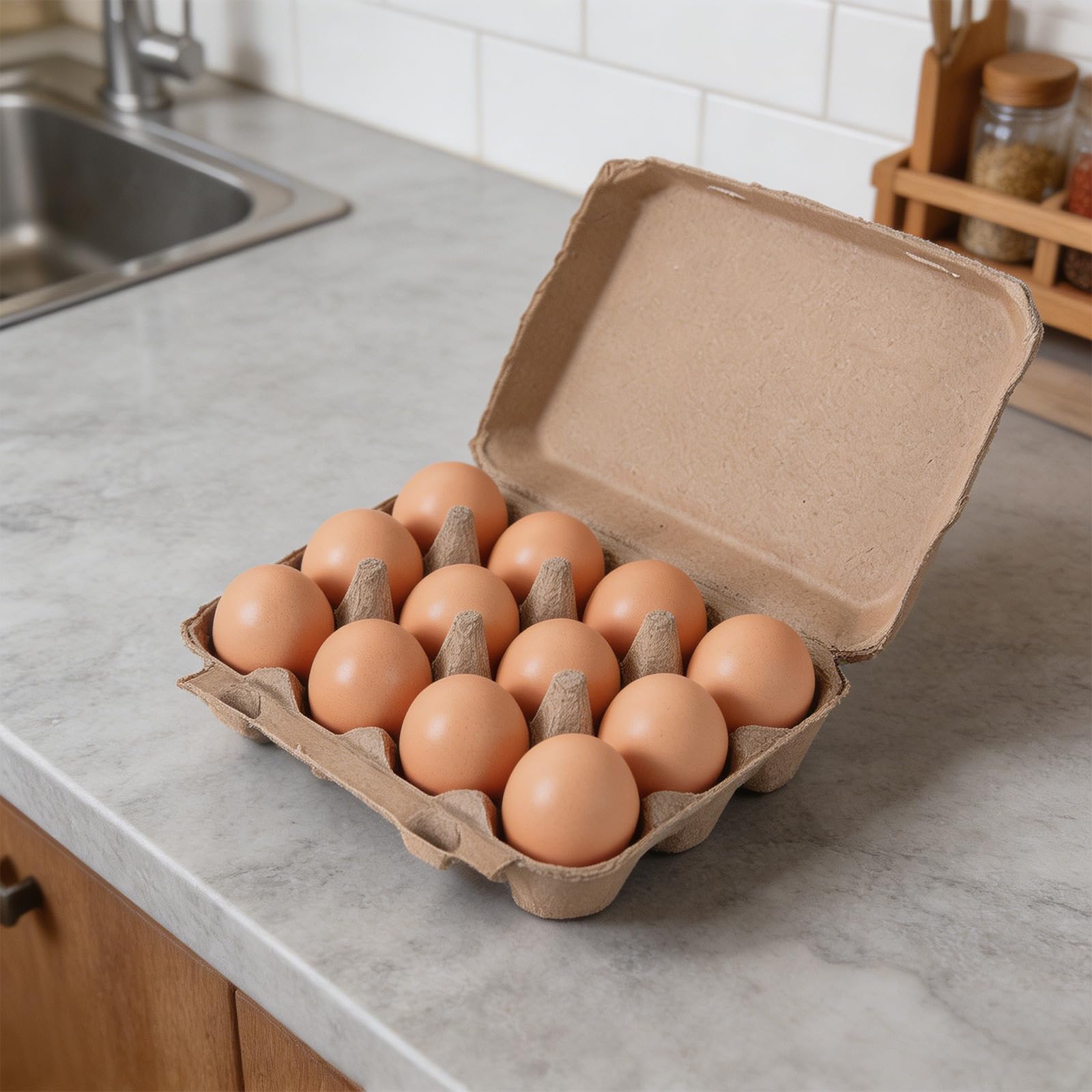 50 cajas de huevos de papel resistentes con 12 compartimentos, ideales para organizar y proteger huevos, herramientas de cocina, cartón de ovocitos