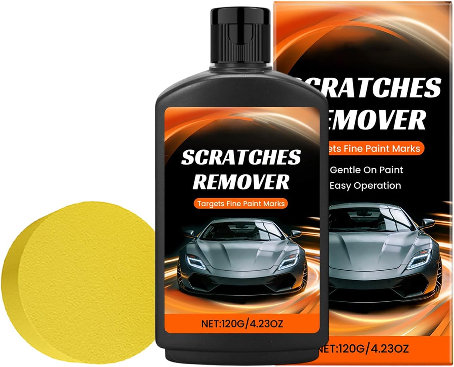 Car Scratch Eraser - 120g Long-lasting Quick Polishing Compound with Buffer Pad,Auto Primer Supplies | for Damage Chip Dent Crack Vehicle Exterior Bumper Door Wheel Metal Motorcycle Boat