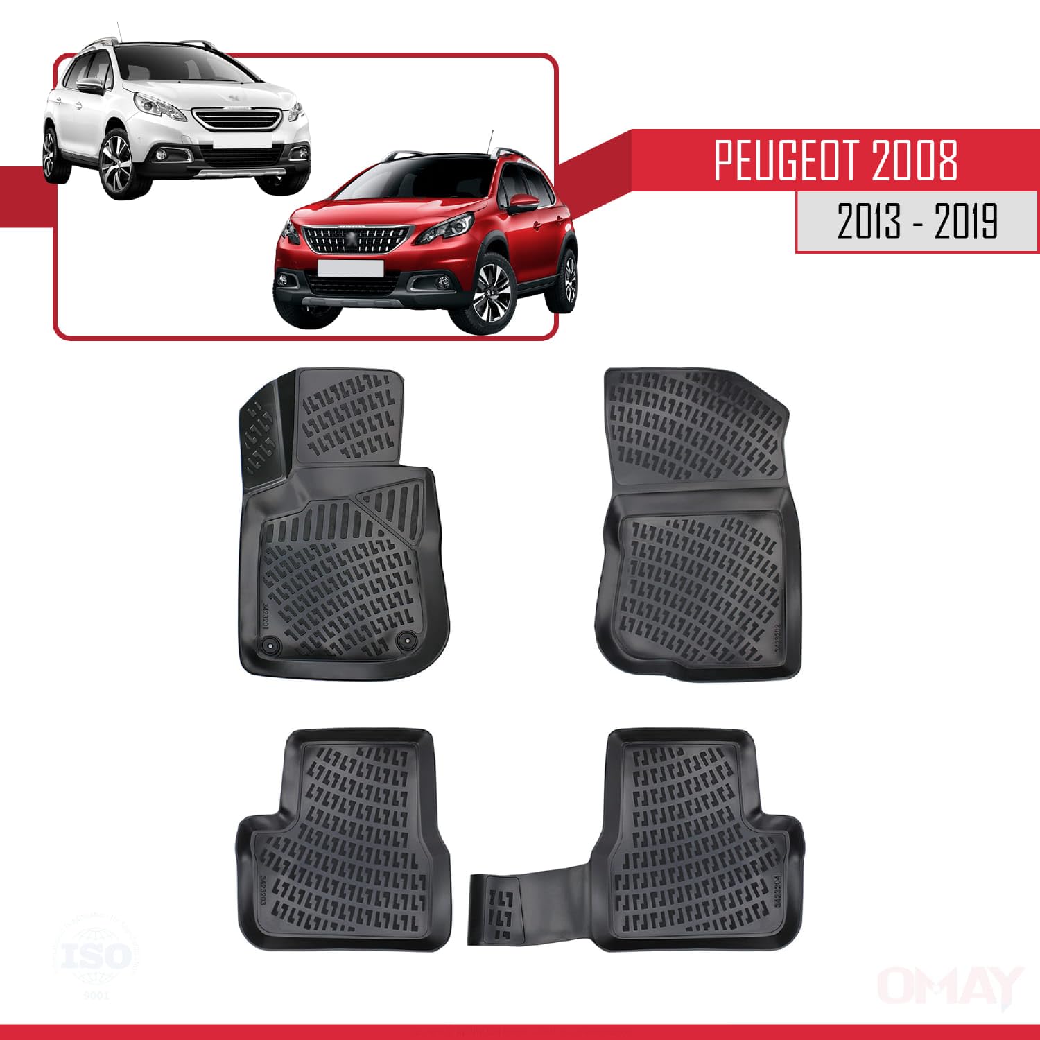 RE&AR Tuning kompatybilne z Peugeot 2008 2013-2019 4D gumowe maty czarne