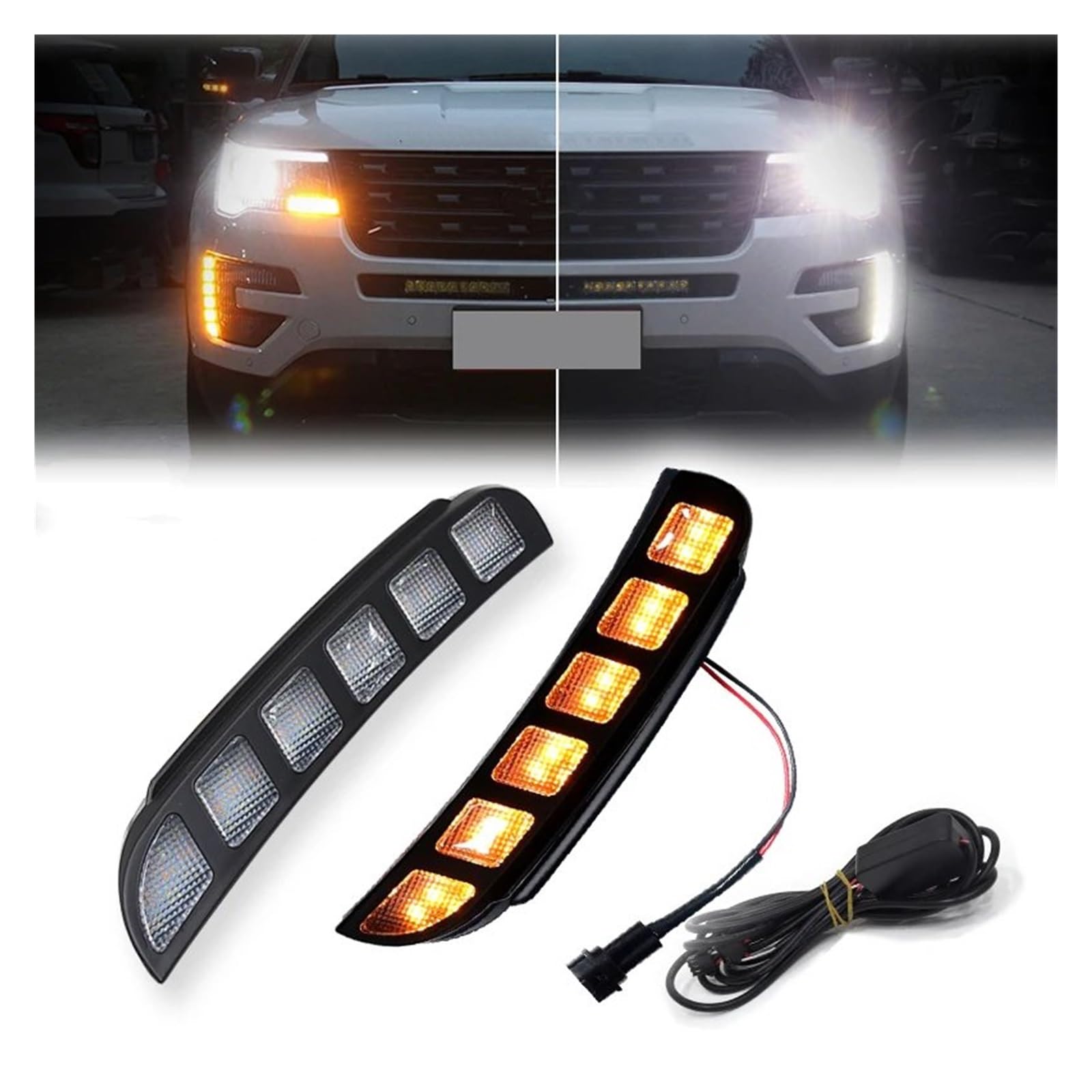 Clignotant Latéraux pour Ford pour Explorer 2016-2017 Feux De Jour À LED Blancs Au Xénon Ensemble De Clignotants Séquentiels Ambrés Namic Clignotant De Voiture