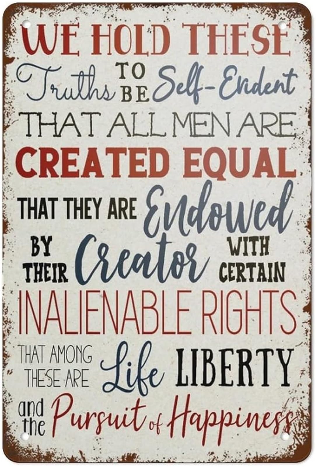 NWPNLXEA Vintage Patriotic Tin Sign Declaration of Independence 4th of July American History Wall-Art for Bar Pub 8 X 12 in