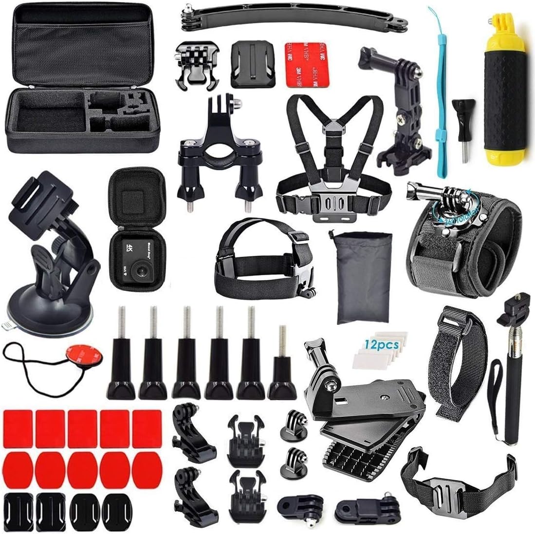 61 in 1 Action Camera Accessories Kit Compatible for GoPro, Sony Action Cam, Nikon, Garmin, Ricoh Action Cam, SJCAM and All Other Action Cameras