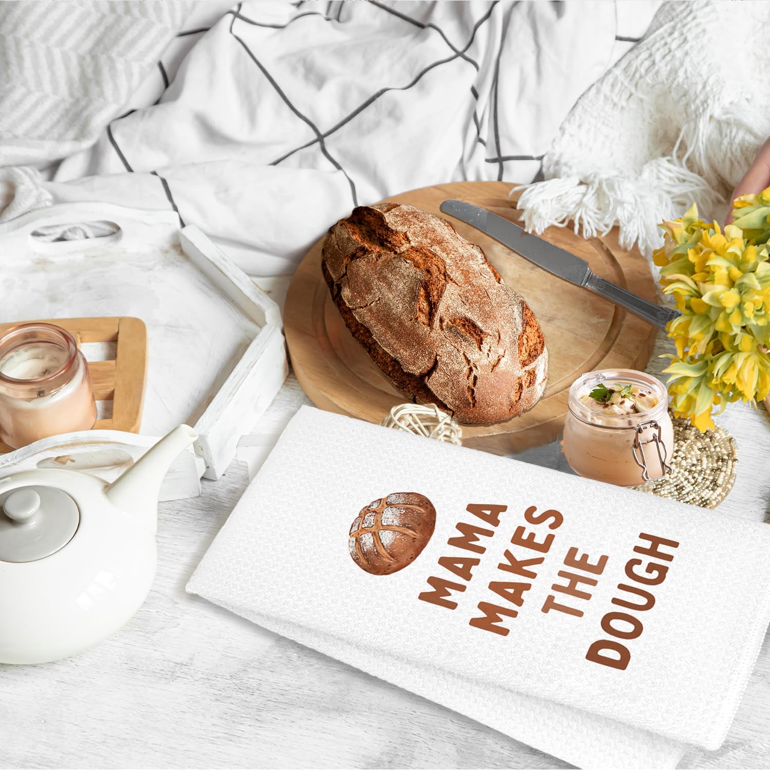 Mother s Day Gifts for Mom, Sourdough Gifts Kitchen Towels, Baking for Mom Mama Women Dish Tea Towels for Baking Sourdough Kitchen Bakery, Mama Makes the Dough Decorative Hand Towels