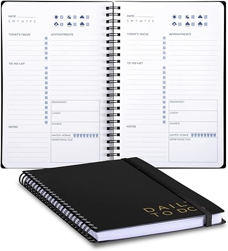 UtyTrees Planificador diario sin fecha 5.7 x 8.5 pulgadas, 144 páginas, cuaderno de lista de tareas diarias, diario con planificador de comidas,