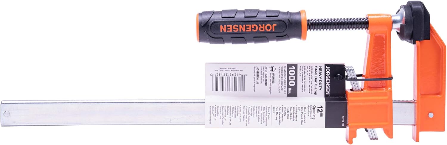 Pony Jorgensen 3712-HD 12-Inch Heavy-Duty Steel Bar Clamp, Orange - Woodworking Clamps - 