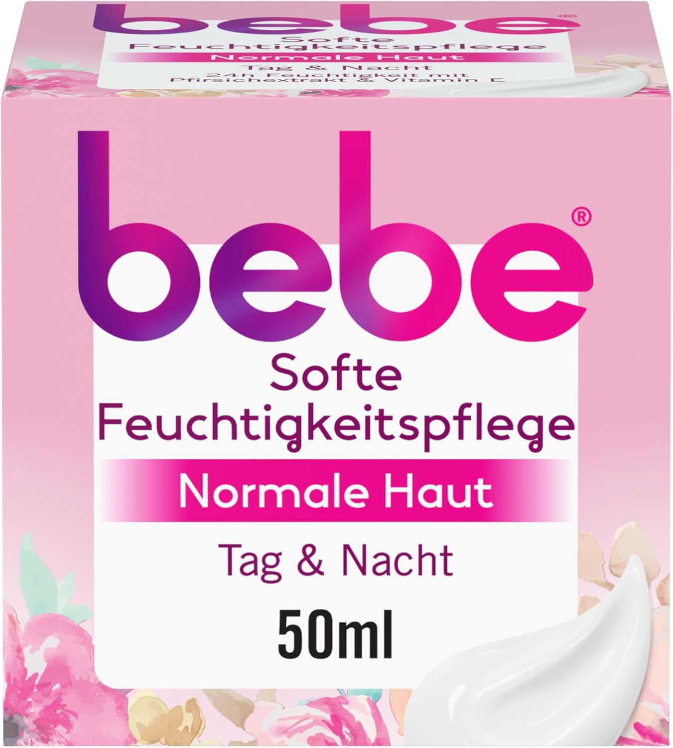 bebe The gentle moisture care moisturizes 24 hours for normal skin with peach extract and vitamin E