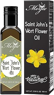 Merja Herbs Saint John's Wort Oil - Hypericum Perforatum - For Consumption - St John's flowers Infused in Mediterranean Cold Pressed Olive Oil - Natural & Premium Quality 100ml 3.38Oz, Pack of 2