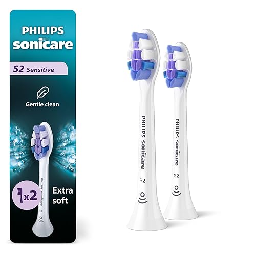 Philips Sonicare S2 Sensitive - Cabezales genuinos de repuesto para cepillo de dientes eléctrico, Blanco, 2 unidades, HX6052/77