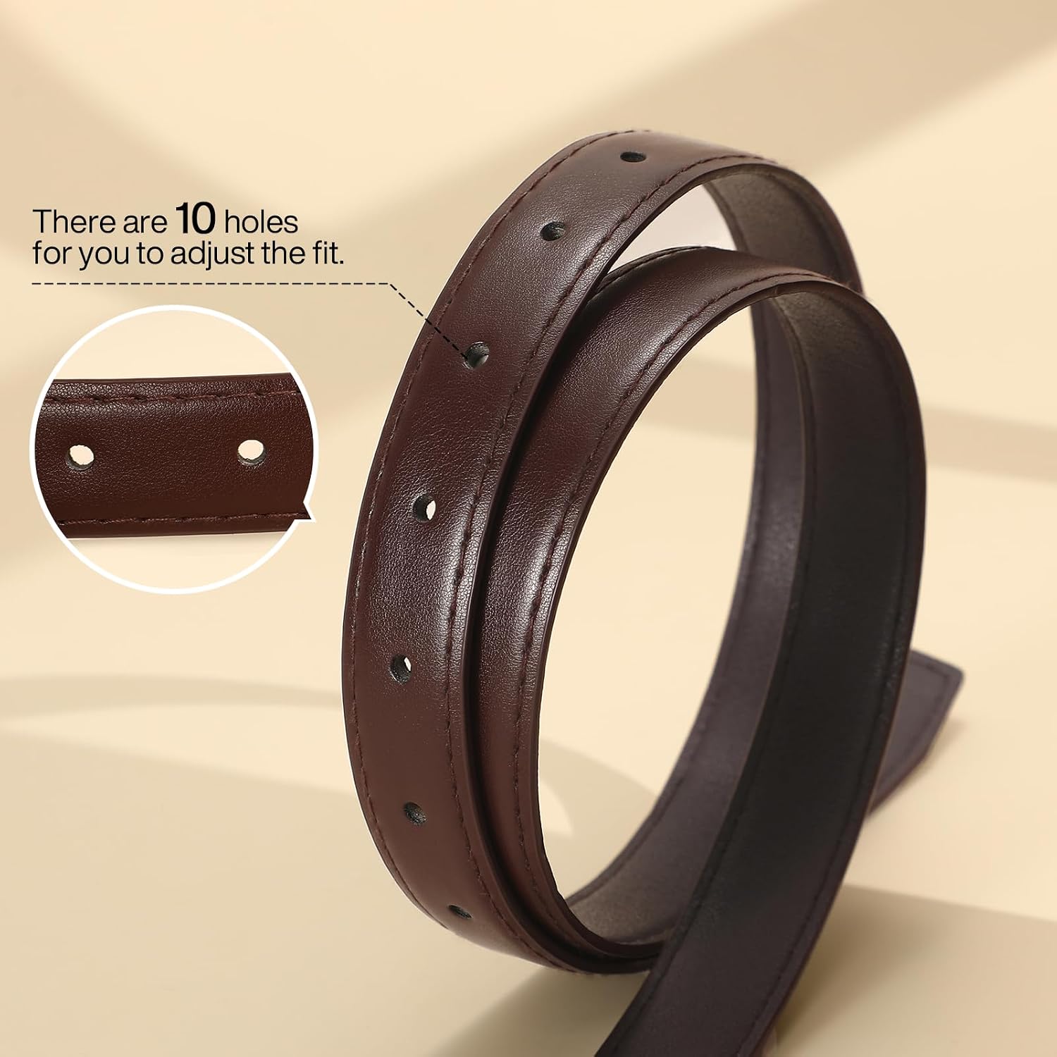 VONMELLI Womens Thin Leather Belt for Jeans Pants Dress Fashion Skinny Belt with Gold Buckle for Women