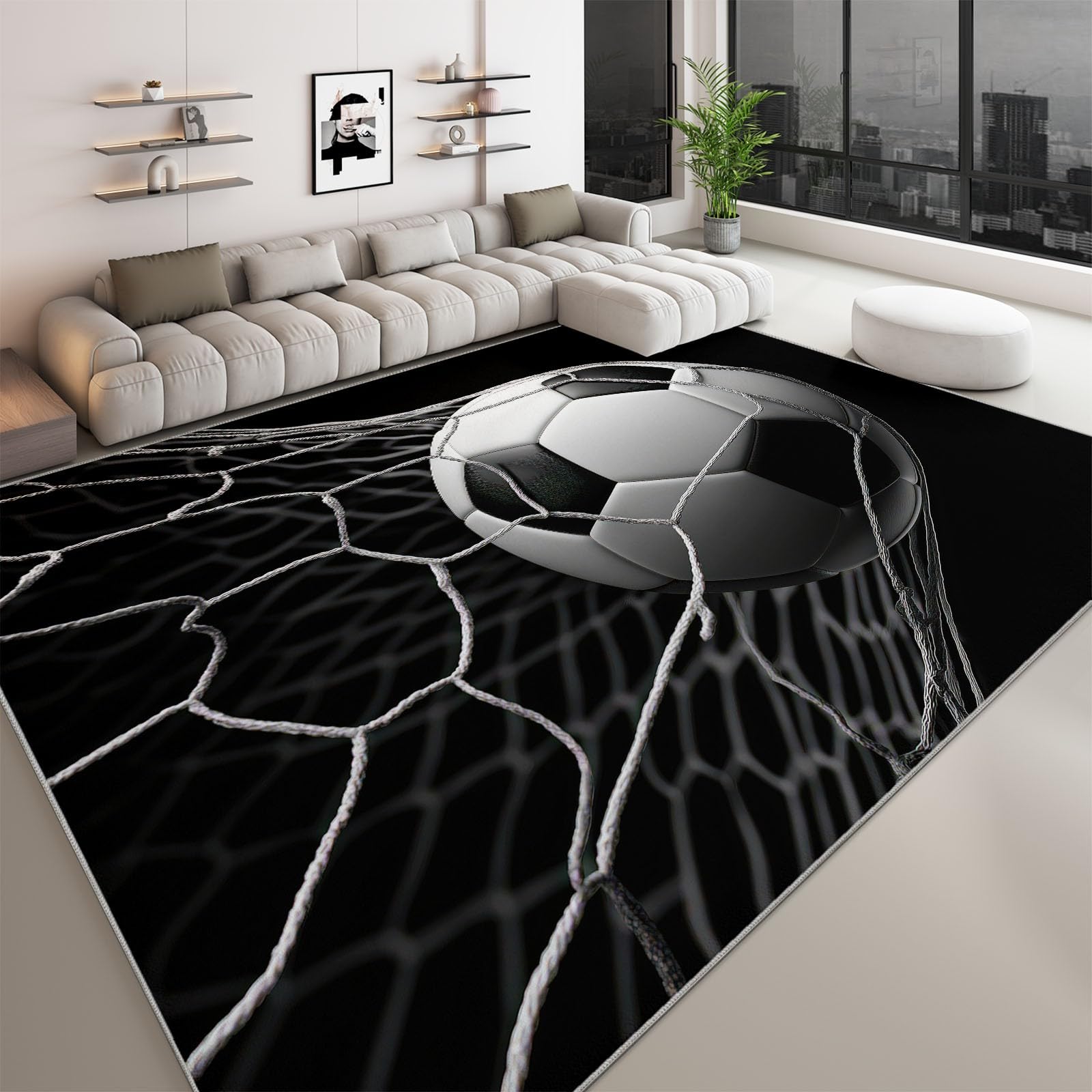 Art Gaming 80 x 150 cm Tapis de Chambre Doux Moquette, Sports Football Sports Géométrique Lavable Antidérapant Tapis de Salon - Moquette pour Salle de Séjour Chambre d'enfant Salle de Jeu