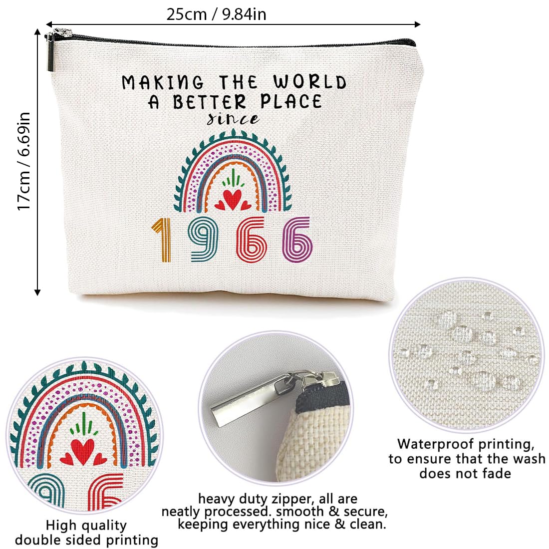 2 Pcs Beauty Case Perfetto Per Il 60º Compleanno, Ideale Come Regalo, Regali di Compleanno per Donne, tra Cui Borsa per il Trucco e Calzini di Compleanno Ideali per Donne (1966-60 anni)
