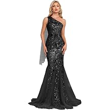 One Shoulder Glitter Mermaid Dress for Mother of The Bride Womens Sexy Sequin Formal Gown