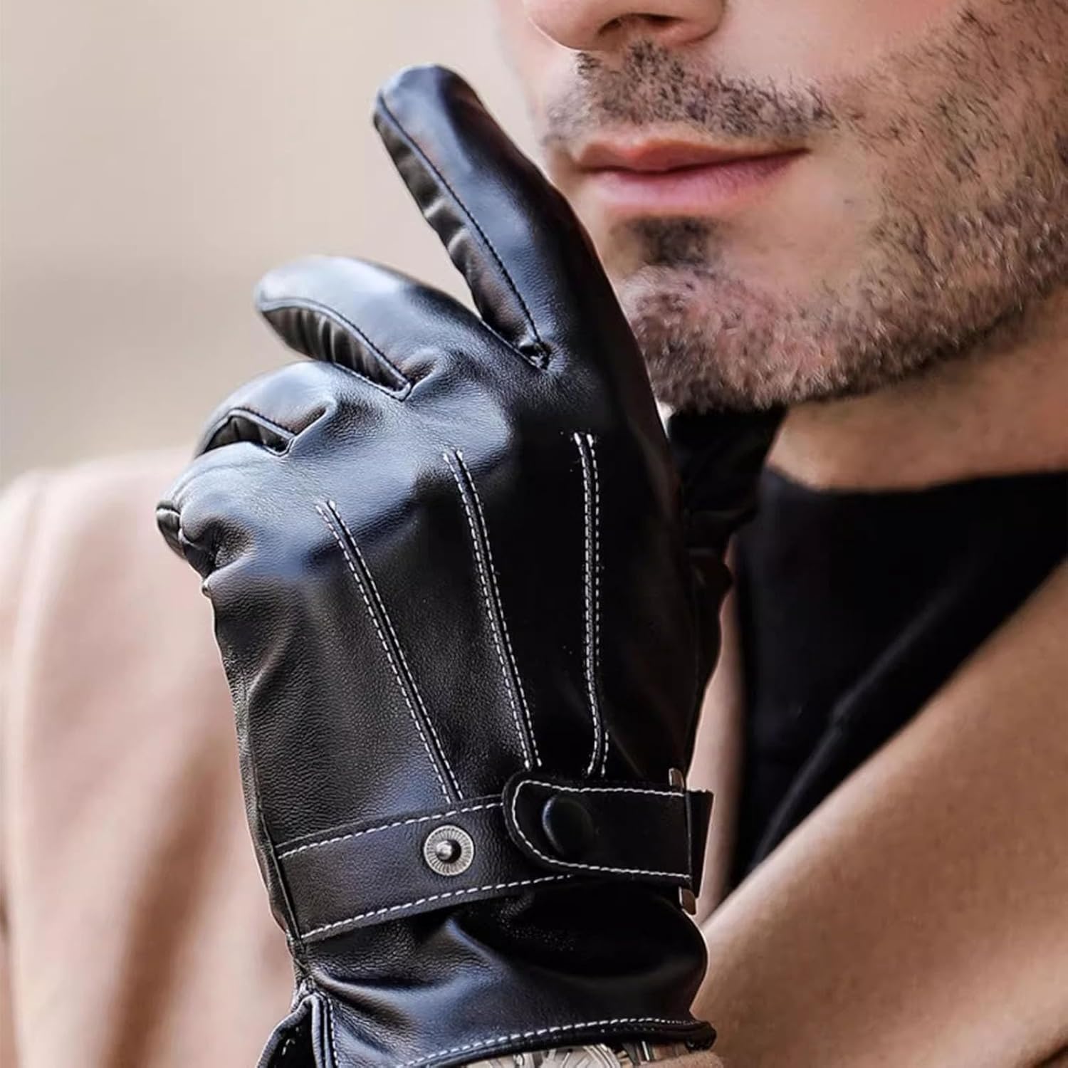 Winter Warm Leather Gloves, Women Gloves Windproof Thermal Touchscreen Gloves for Cycling Running Hiking Snowboarding Skiing