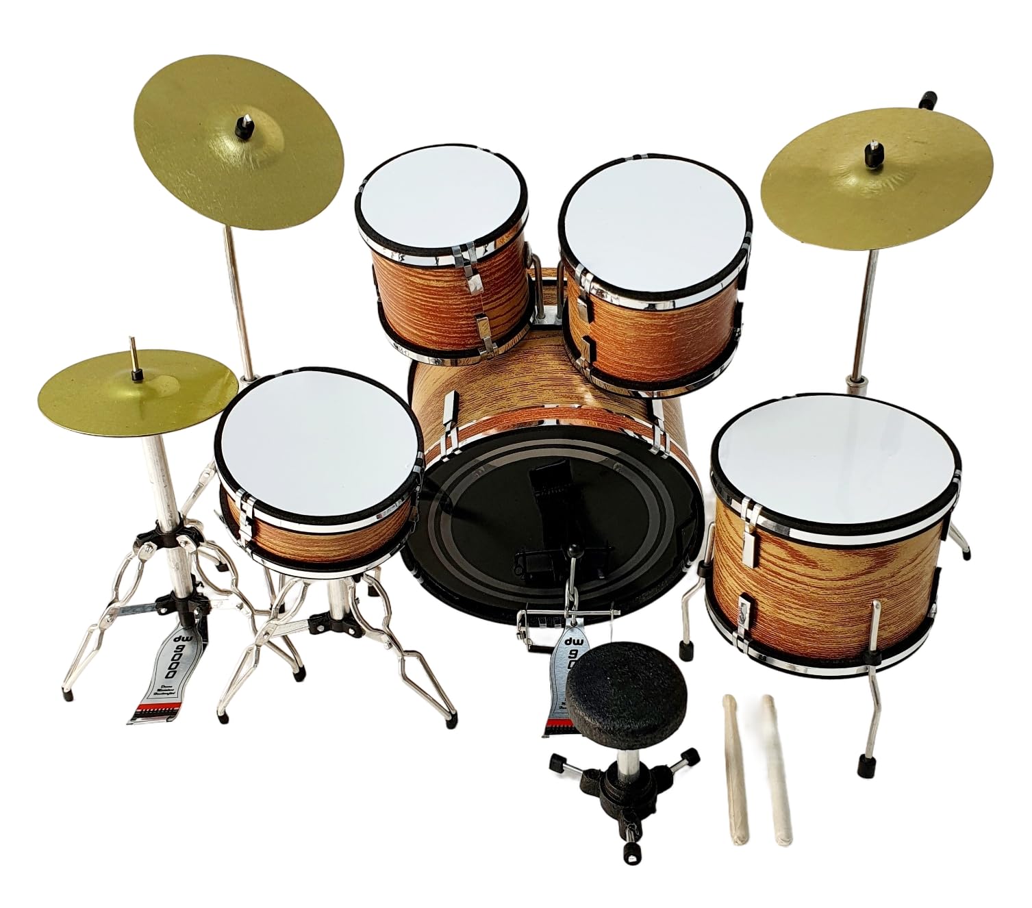 ROCKSTAR - Miniatura Bateria Acustica Nogal Satinado MDR-0107 Regalo Musical