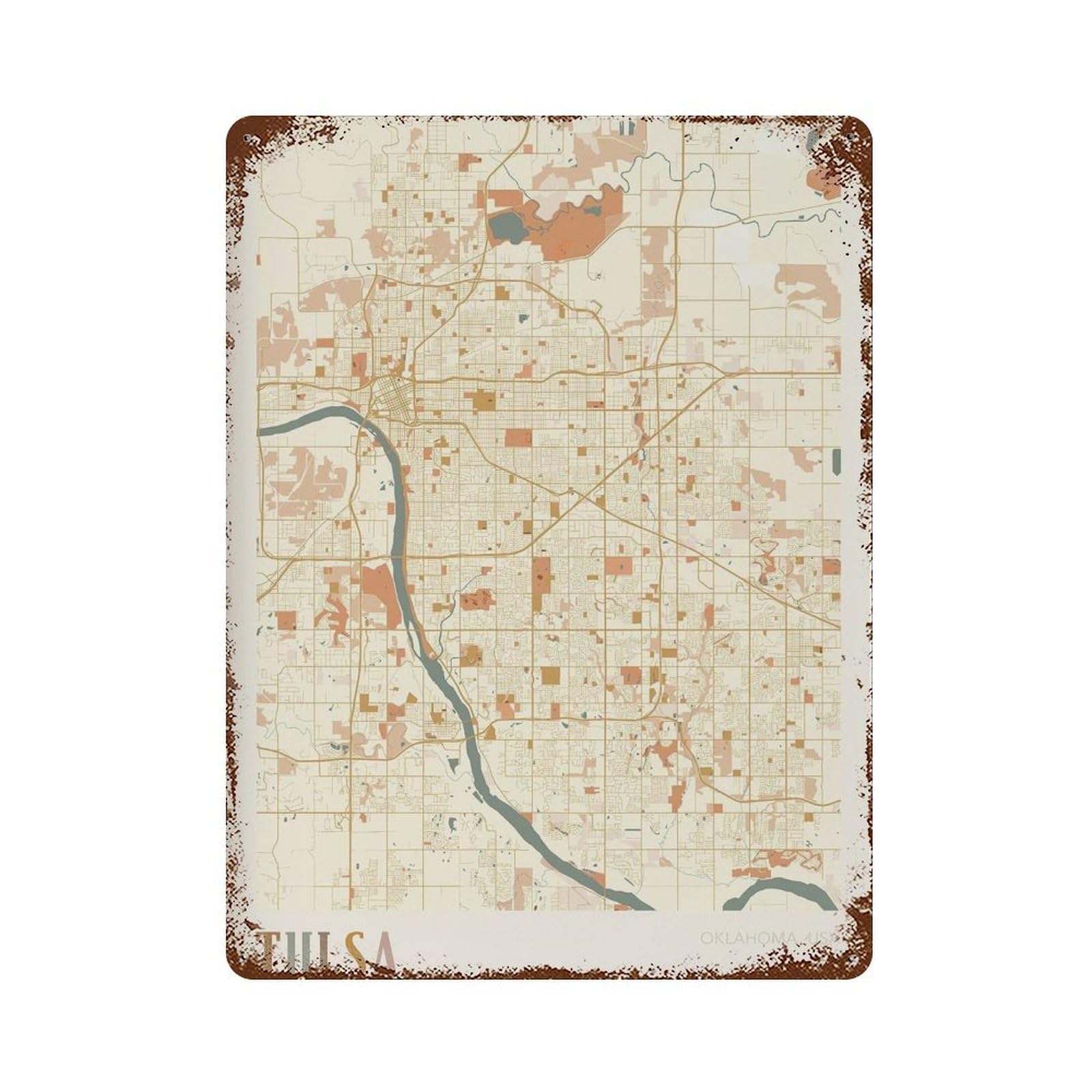 xiaoxiaoshen Tulsa Map Oklahoma Travel Gift Boho Wall Decor Art Metal Tin Poster Modern Home Decor Art Home Bar Shop Decorations Vintage Sign 40x30cm