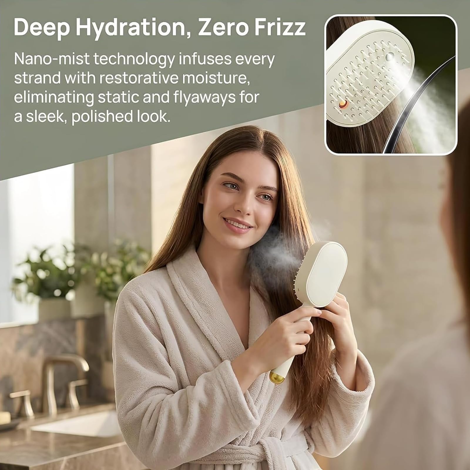 Electric Spray Air Cushion Massage Comb,3-in-1 Self Cleaning Cordless Anti-Static Detangling Comb Air Cushion Massage,for Wet Dry Hair and Home Spa Treatment (C)