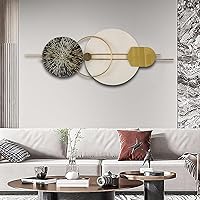 Vista 4 de Arte de pared redondo 3D de metal, hecho a mano, escultura de pared decorativa de naturaleza redonda de metal para sala de estar, dormitorio