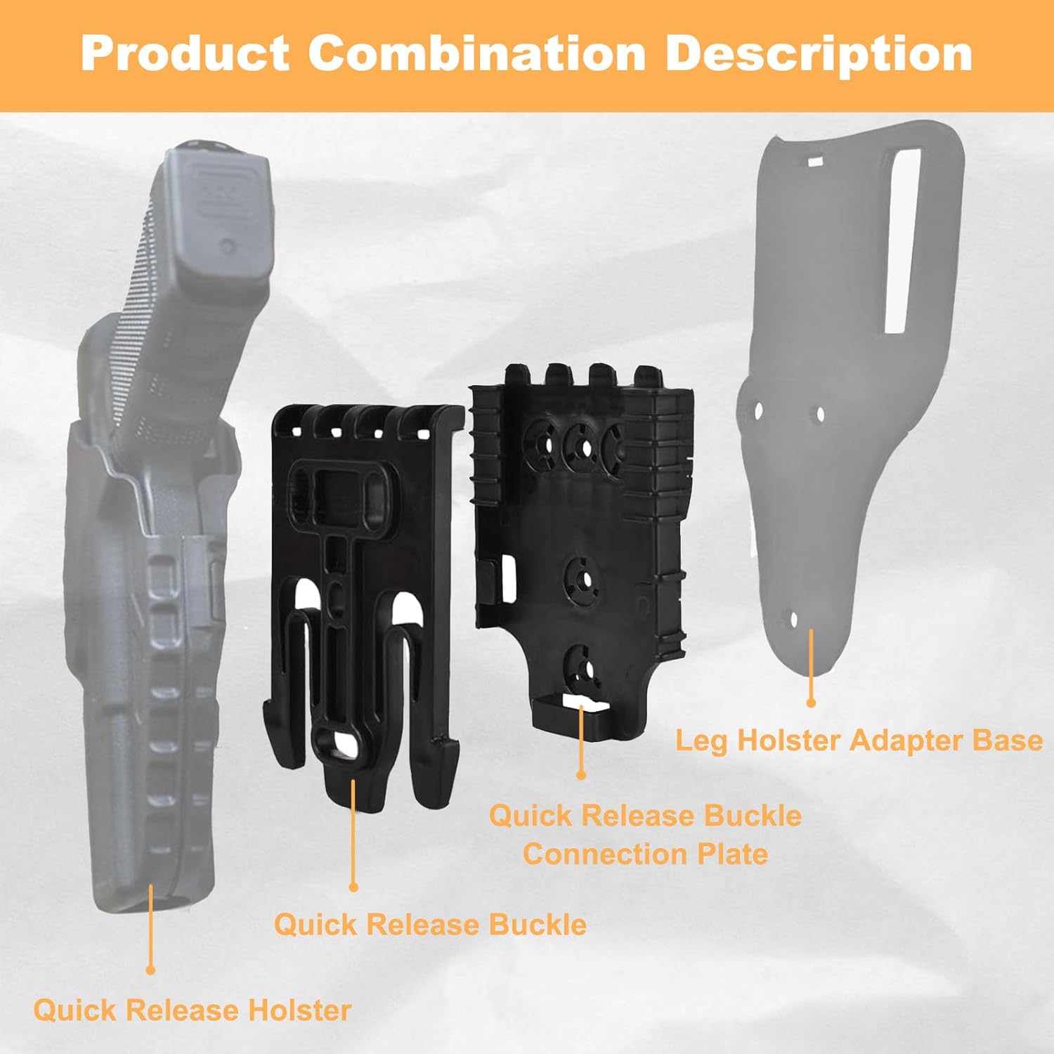 2 Pcs Qls Quick Locking System Kit, Platform Attachment with Locking Fork, Receiver Plate, and Accessories, Mid-Ride Universal Belt Loop for Duty Holsters - Image 3