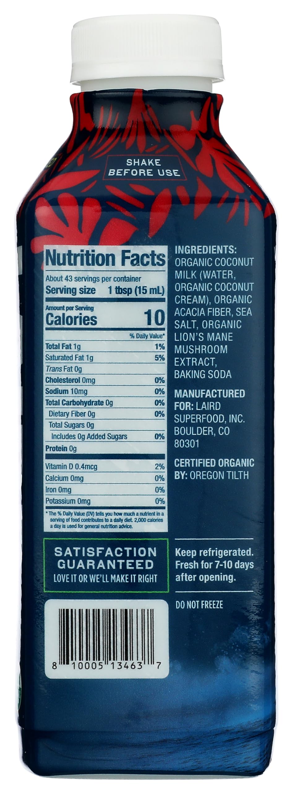 LAIRD SUPERFOOD Organic Unsweetened Plant Based Creamer 22 FZ — view 2