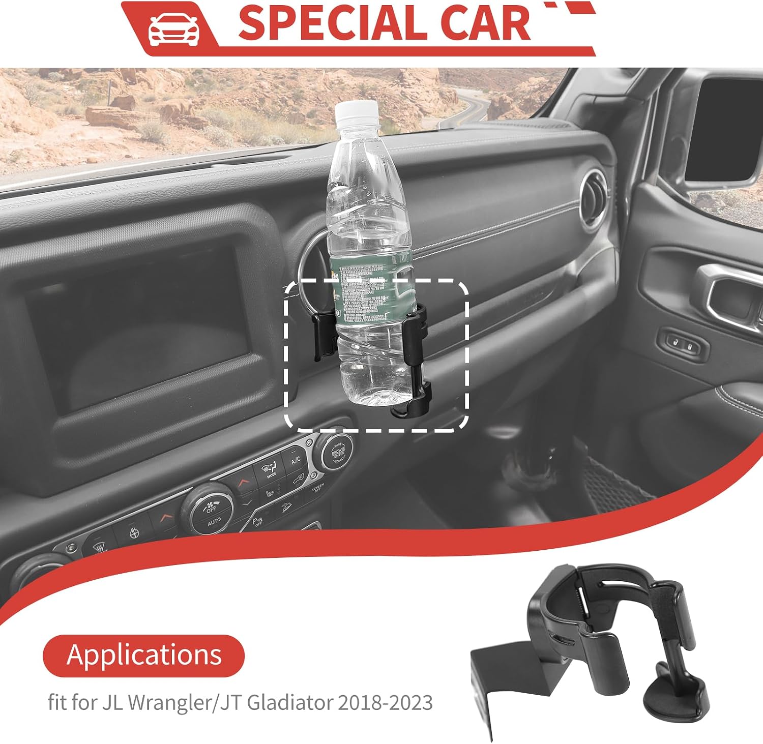 Multi-Function Drink Cup Phone Holder, 2 in-1 Bolt-on Drink Cellphone Holder, Cellphone Mount for 2018-2023 Jeep Wrangler JL JLU 4XE & Gladiator JT