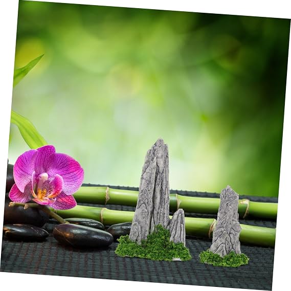 12Pcs Miniature Mountain Figurines for DIY Micro Landscape Resin Bonsai Decorations Garden Miniatures for Home Office Outdoor