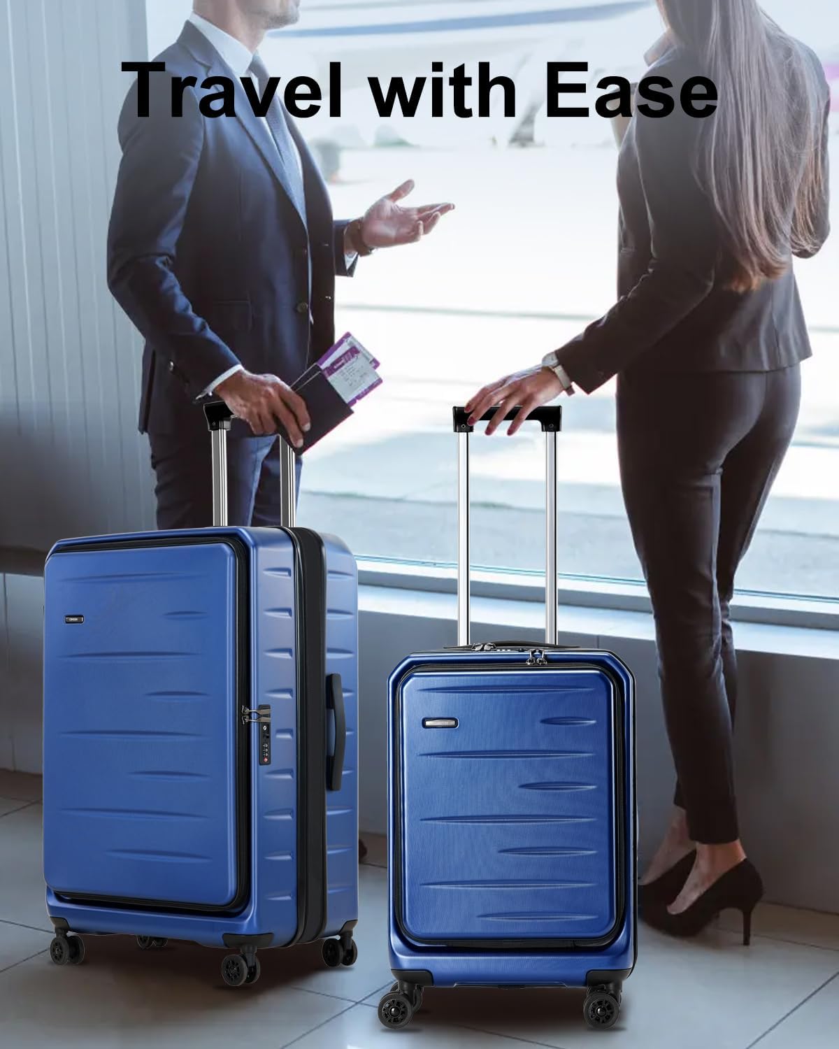 Luggage Sets 2 Pieces, 20 Inch Carry On Luggage and Expandable 28 Inch Checked Luggage with Spinner Wheels, Lightweight ABS+PC Hard Shell Suitcase with Front Opening, TSA Lock (Blue, 20/28) - Image 9