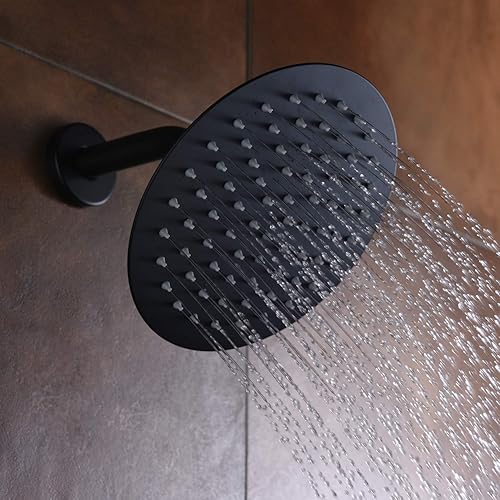 Miniatura 4 de sumerain Juego de grifo de ducha negro mate, cartucho de equilibrio de presión, cabezal de ducha de lluvia de 8 pulgadas, con válvulas de retención