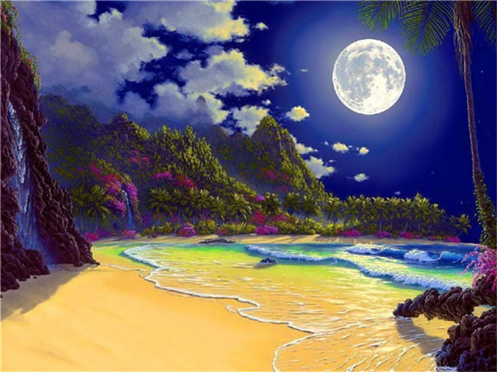 Peinture diamant paysage lunaire avec strass 5D scintillants kit complet géant J-6014