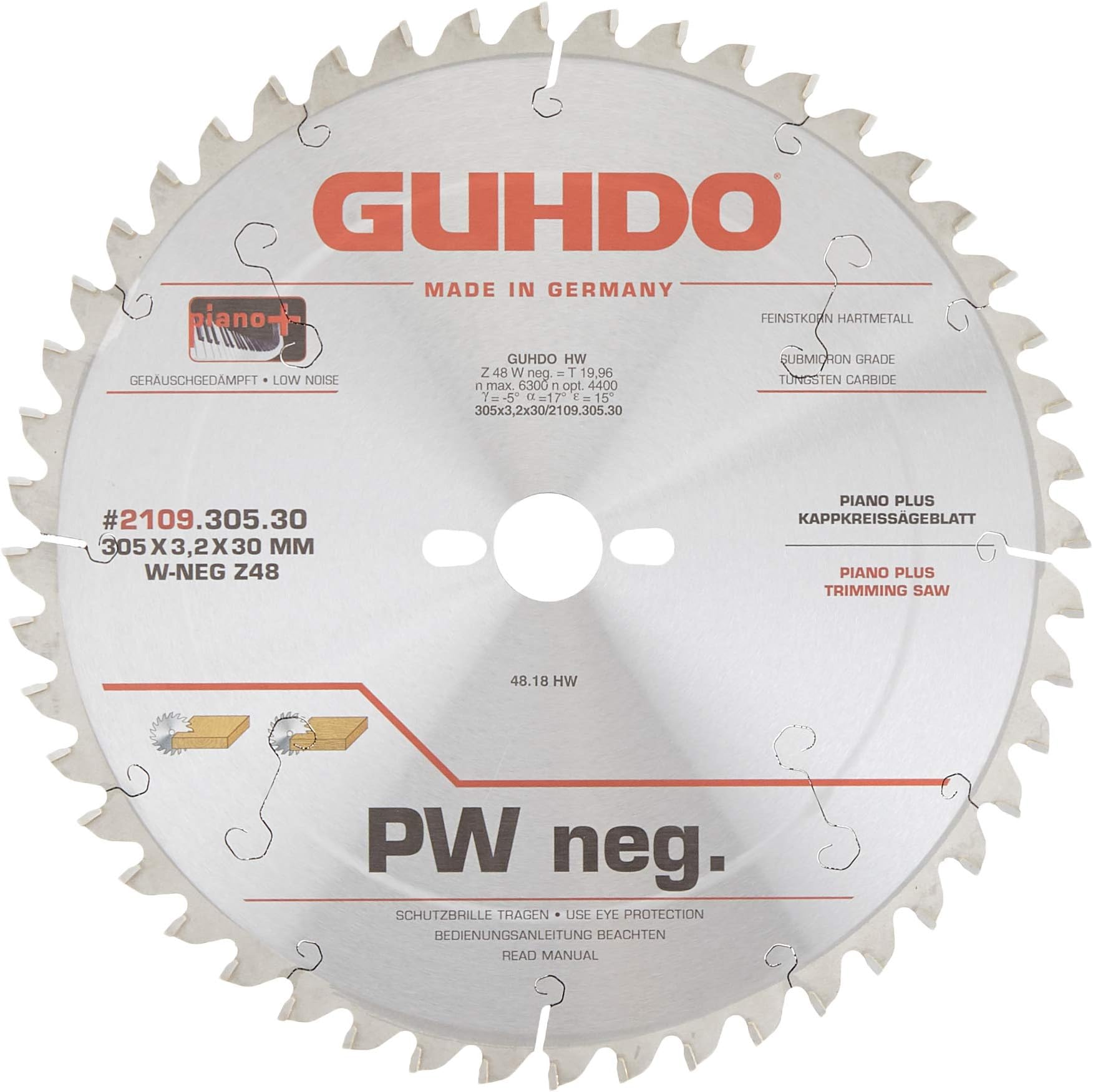 Guhdo HW Cut to Circular Saw Blade 305 x 3.2 | Hole ø 30 mm Z48 W