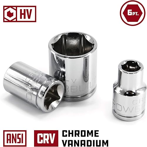 Miniatura 3 de Powerbuilt 9 piezas 38 pulgadas SAE 6 puntos. Juego de llaves de vaso poco profundo - 641716