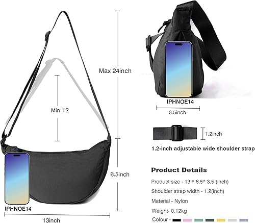 Miniatura 4 de Bolso cruzado de nailon Crescent para mujeres y hombres, riñonera, bolsa cruzada de bola de masa ligera, bolsa de viaje