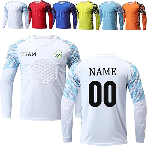 Camiseta de portero acolchada personalizada, camiseta de portero personalizada, uniforme de portero para niños, jóvenes, adultos