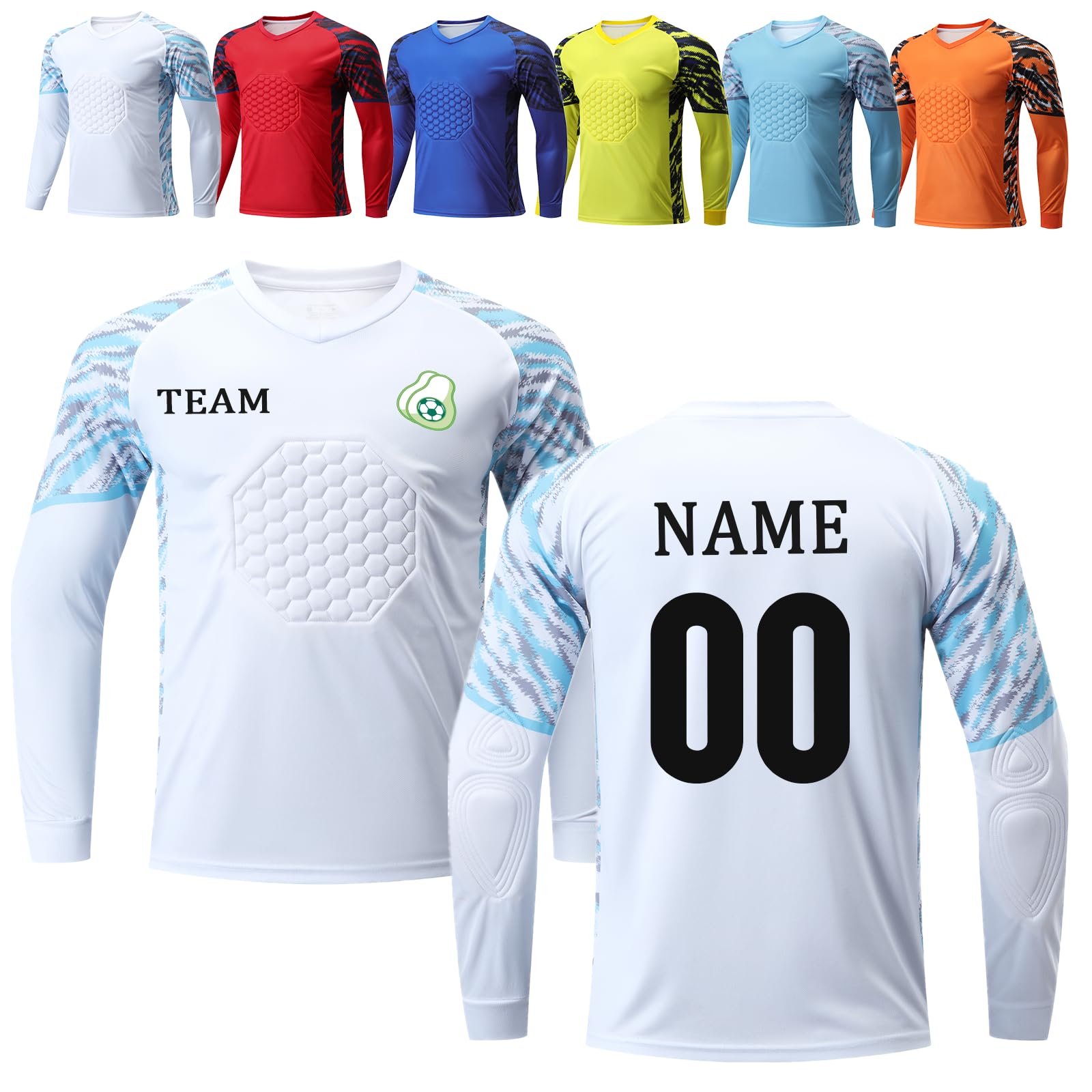Custom Padded Goalie Jersey Soccer Goalie Shirt Personalized Goalkeeper Uniform Goalkeeper Kit for Kids Boys Youth Adults