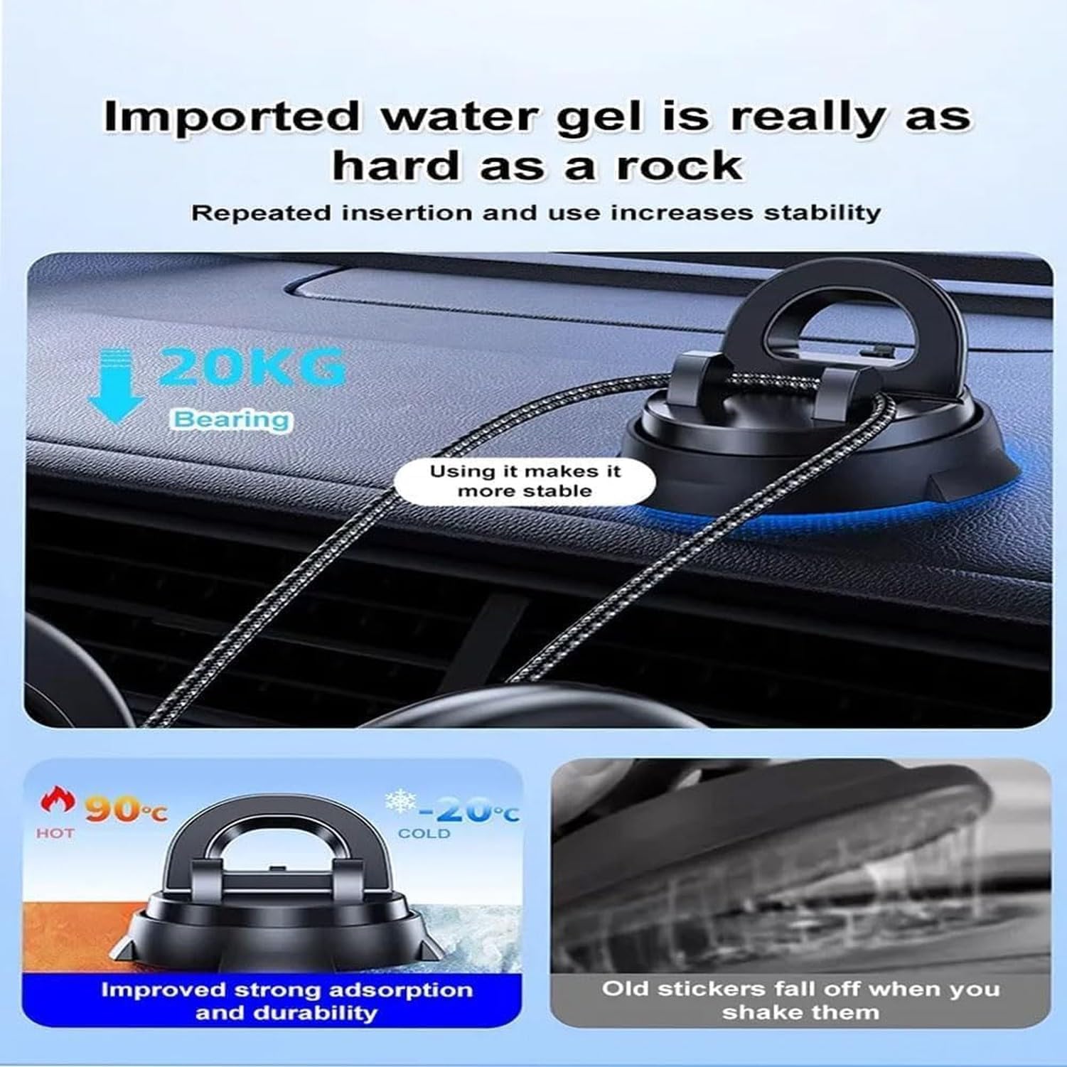 Soporte para Móvil en Coche, Clip Universal con Ventosa Inteligente para Salpicadero, Multifunción y Giratorio 360 Grados con Base Antideslizante para Navigació, 2 Unidades