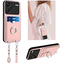 for Xiaomi redmi Note 13 Pro Plus 5G Case with Crossbody Lanyard and Wristlet,Leather Zipper Pocket Case Stand Ring Kickstand Wallet Cases for Xiaomi redmi Note 13 Pro Plus 5G A